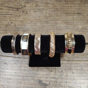 Five Vintage Sarah Coventry Bracelets LOT Gold Tone Cuff Elephant